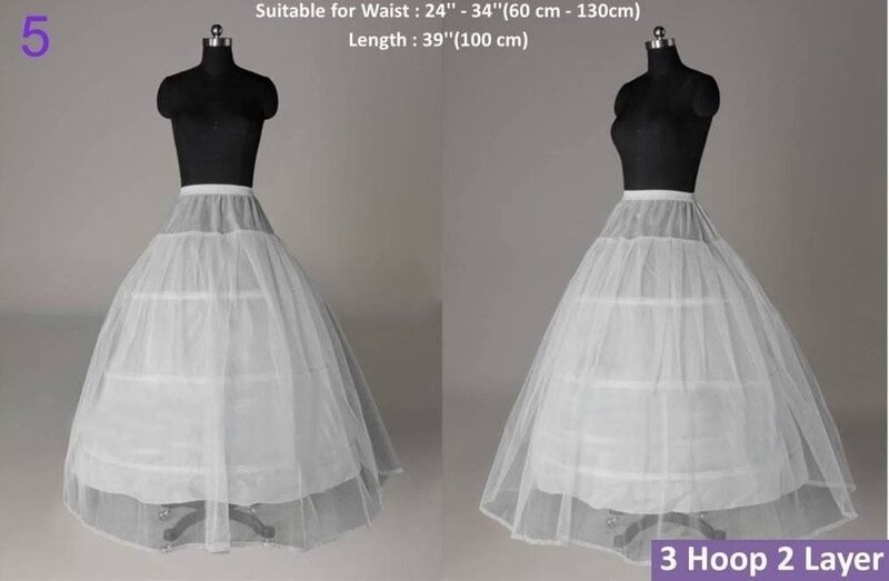 12 รูปแบบเจ้าสาว Petticoat สีขาวชุดแต่งงาน Crinoline/Slips/กระโปรง
