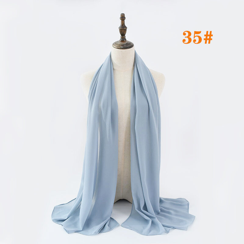 Bufanda de gasa para mujer, cuello de protección solar, Color sólido, 180cm, para primavera y verano