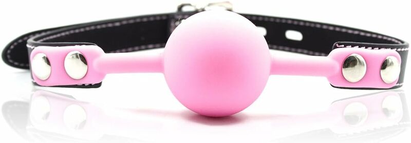 SM Silicone Ball Gag with Lock Leather Strap BDSM Adult Sex Toys Bondage Kit Restraints Play