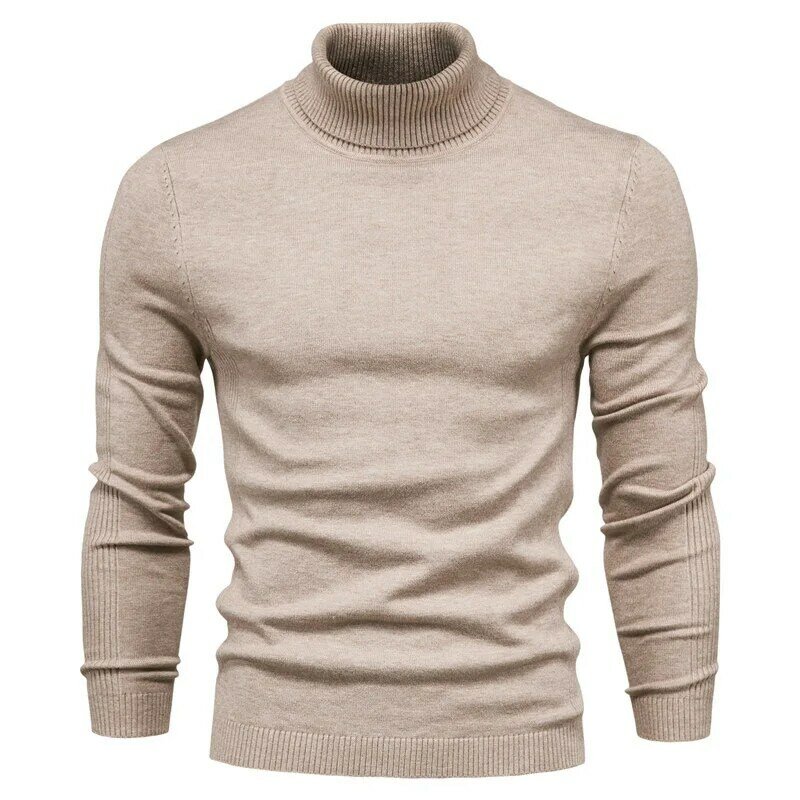 Sweater Turtleneck Harajuku pria, atasan rajut lengan panjang, pakaian rajut kasual tebal Semua cocok Musim Dingin dan Gugur
