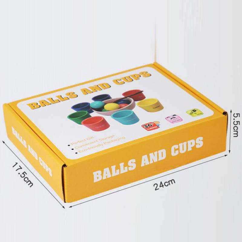 Balls In Cups Montessori Toy Safe And Odorless Color Sorting Toy Early Development & Activity Toys With Organizer Bag For