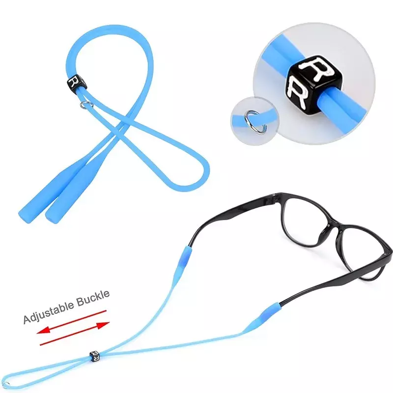 1/3 buah tali kacamata hitam silikon elastis, tali kacamata olahraga antiselip dapat diatur, tali kacamata pemegang kabel