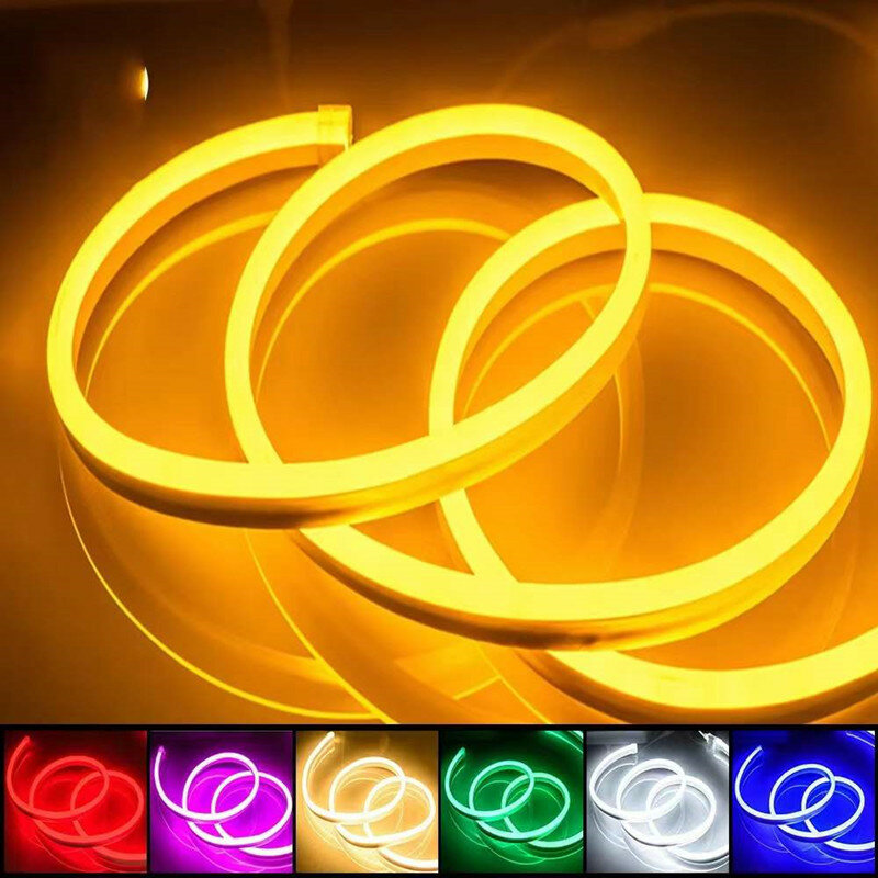 Impermeável LED Neon Strip Lights, fita flexível, corda, tubo de silicone, estreito, DIY, decoração do feriado do Natal, DC, 6mm, 5V, 12V, 24V