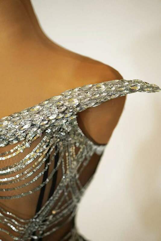 Shinning payet jala tipis gaun tembus pandang untuk wanita 2024 pakaian klub malam baru pesta kostum Groop tari