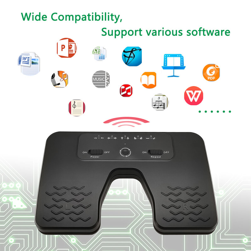 Yueyinpu Wireless Foot Pedal Double Switch Music Page Turner for iOS  Android Windows Tablets Smartphones Rechargeable Anti-Skid