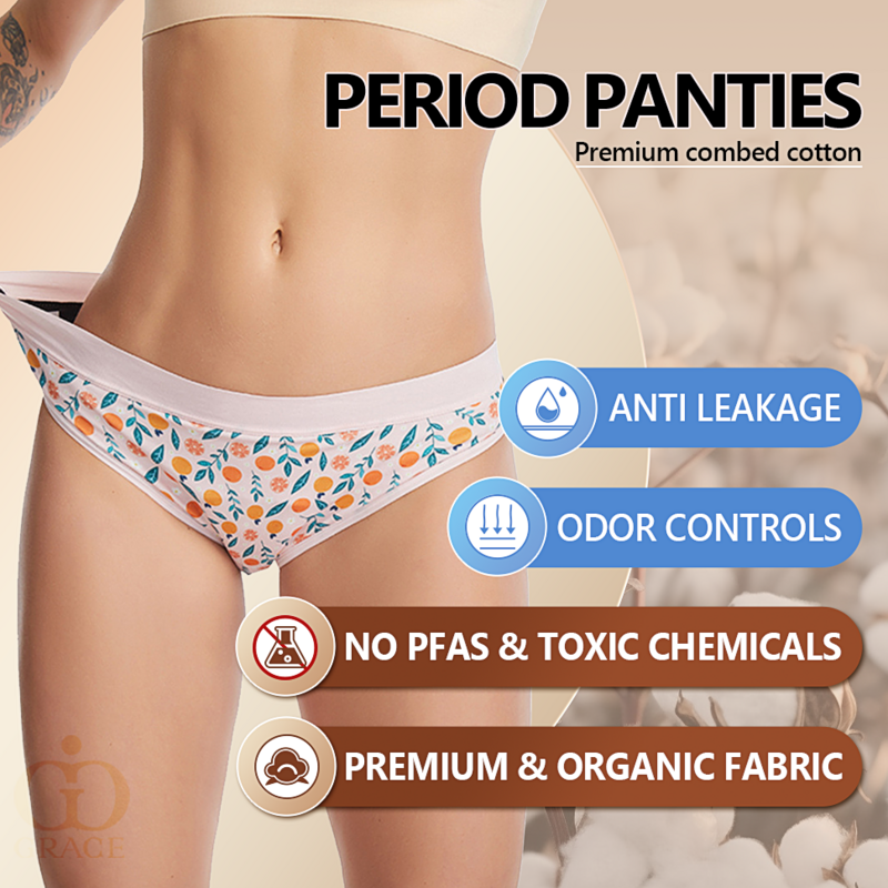 Culotte Menstruelle en Coton à 4 Couches pour Femme, Sous-Vêtements, Flux Abondant, Slip Menstruel