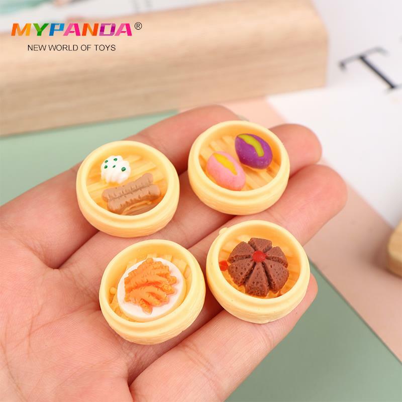 10Pcs Miniature Dollhouses Realistic Food Chinese Dim Play Pretend Toys Kitchen Steamer Decoration Accessories