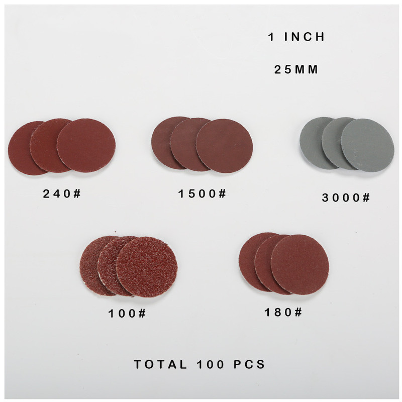 Disques de polissage abrasifs, 100 à 100 grains, pour outil rotatif Dremel, accessoires en papier de verre, 1 pouce, 25mm, 3000 pièces
