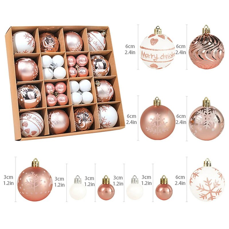 44 pçs bolas de natal pingente natal natal árvore decorações multicolorido bola festa em casa ornamentos conjunto navidad 2023 ano novo