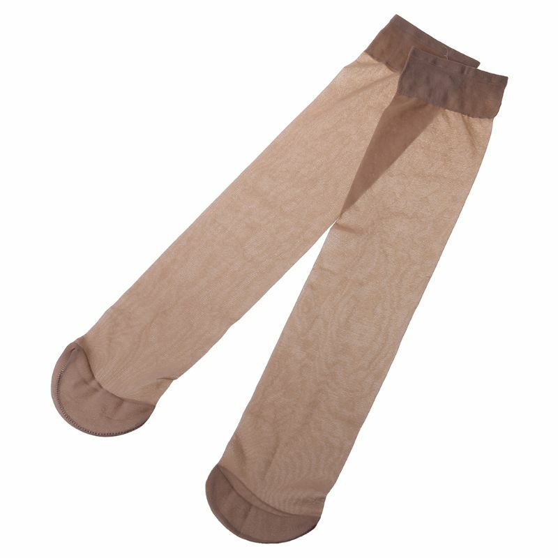 E15E – chaussettes hautes transparentes soyeuses pour femmes, avec bout renforcé, restent extensibles