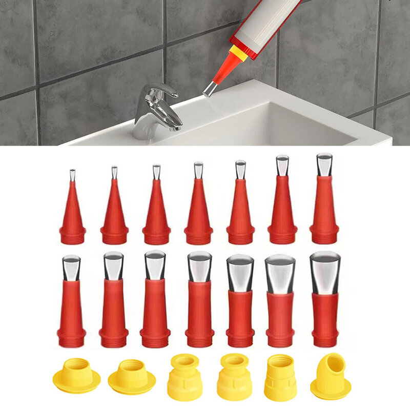 Kit de herramientas de boquilla de goma integrada Universal, sellado reutilizable, revestimiento de boquilla de calafateo, Kit de herramientas de boquilla de goma reutilizable