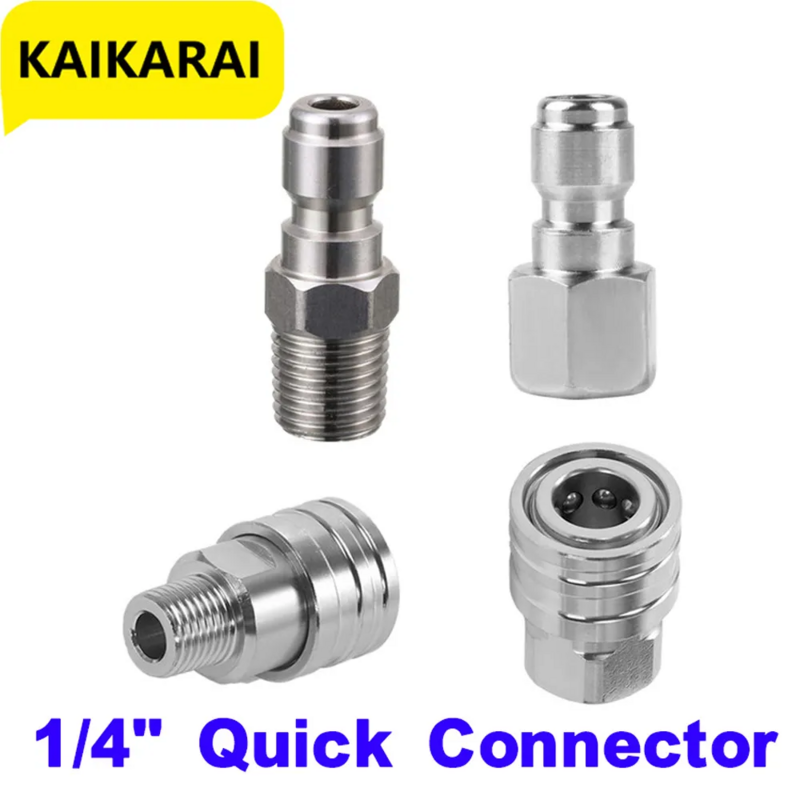 Pressure Washer Coupler 1/4 Inch Stainless Steel Quick Connect Fittings Male Female Accessories With Internal External Thread