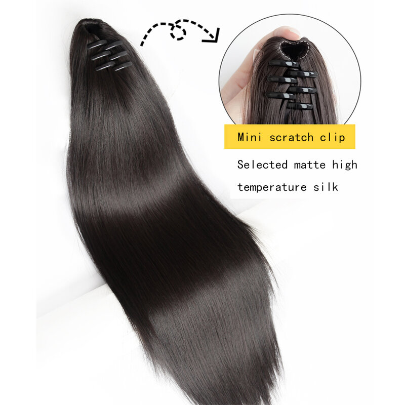Длинный прямой зажим для конского хвоста удлинитель волос Синтетический 20-дюймовый волнистый конский хвост искусственный волос для женщин конский хвост
