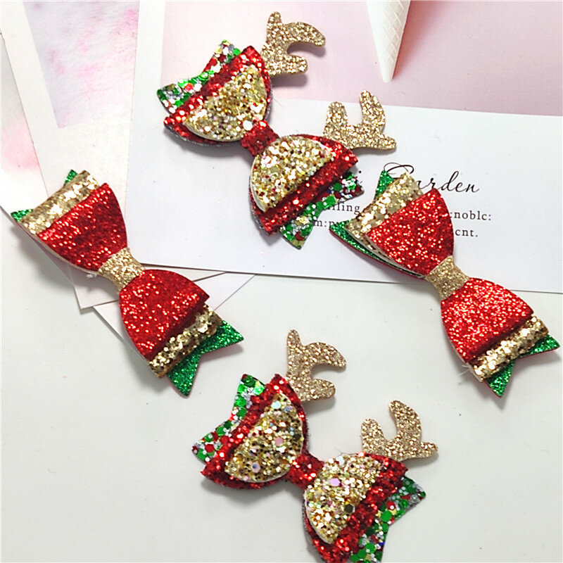 1 Piece Christmas Deer Pincer Glitter Barrette Bow Tie Hairpins Hair Clip For Girls Pin Tiaras Baby Hair Accessories For Women