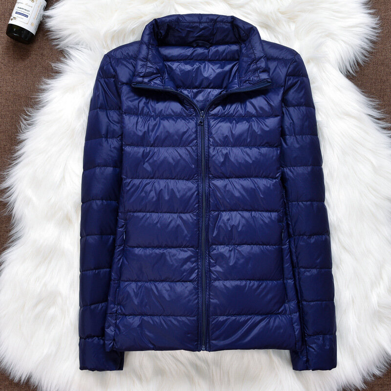 여성용 경량 다운 재킷, 짧은 스탠딩 칼라 2024, 경량 슬림핏 오버사이즈 재킷, 가을 및 겨울 신상