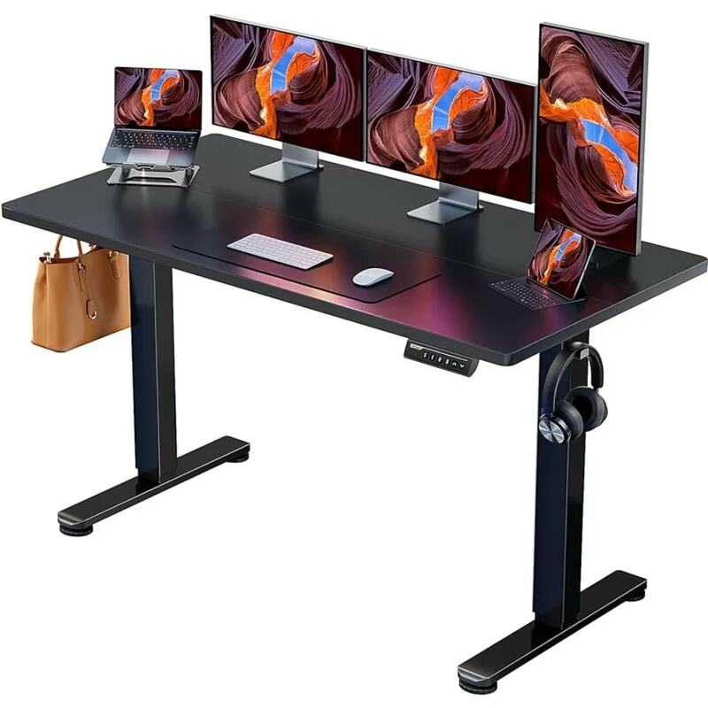 In Hoogte Verstelbare Elektrische Staande Bureautafel Voor Laptop 55X28 Inch Zitten Stand Up Bureau Bureaus Meubelcomputertafels