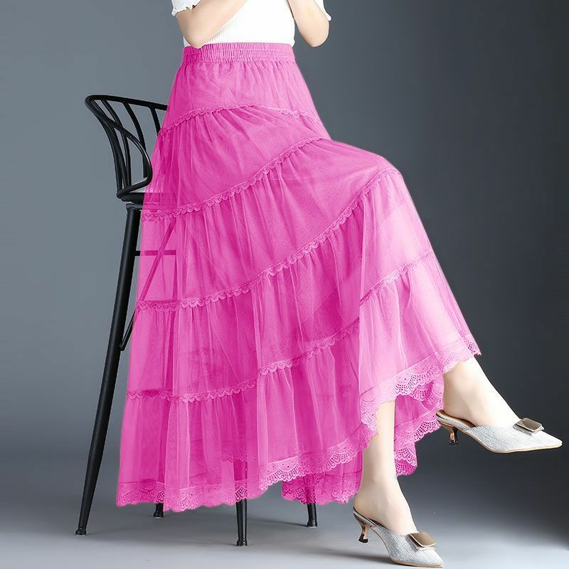 Thin Half Skirt Spring/Summer Korean Edition High Waist Slim A-line Skirt High End Sexy Age Reducing Long Yarn Skirt
