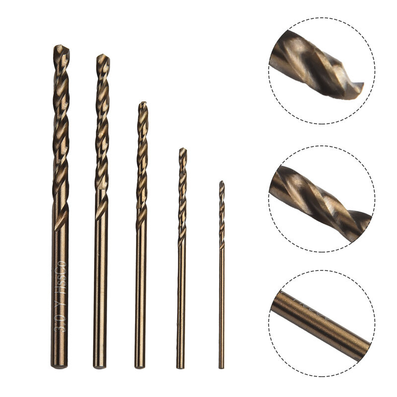 5pcs HSS M35 Cobalt Drill Bit 1/1.5/2/2.5/3mm 135 Degree Split Point Tip For Drilling Stainless Steel Power Tools Accessories