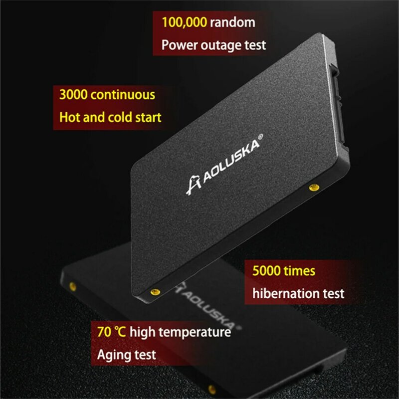 AOLUSKA-Disque dur SSD, SATA 3, 2.5 pouces, avec capacité de 256 Go, 512 Go, 120 Go, 128 Go, 240 Go, 480 Go, 500 Go, 1 To, pour ordinateur portable et de bureau