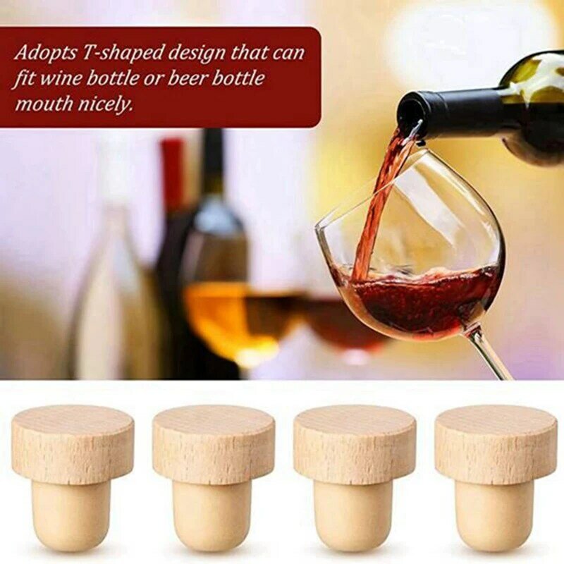 50Pc Wine Bottle Cork T Shaped Cork Plugs Reliable For Wine Cork Wine Stopper Reusable Wine Corks Wooden And Rubber Wine Stopper
