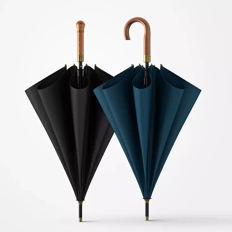OLYCAT-paraguas largo de madera para hombre y mujer, sombrilla de Golf grande Vintage, resistente al viento, Simple, para viajes al aire libre, nuevo