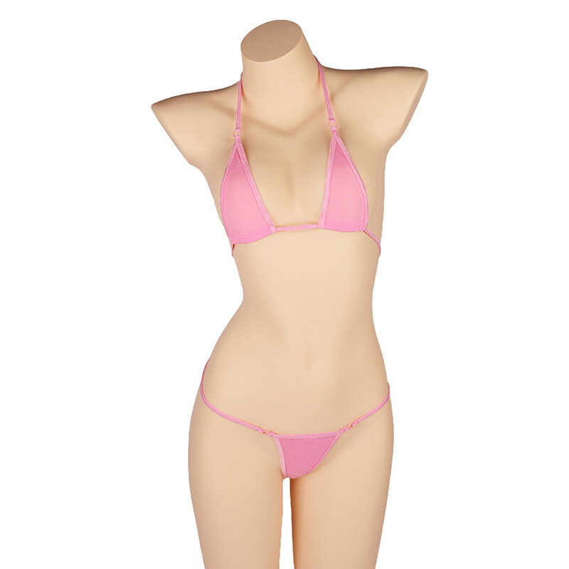 여성용 수영복 비키니 세트, 여성용 섹시한 핑크 붕대, 여성용 끈 팬티, 솔리드 세트, 2 개