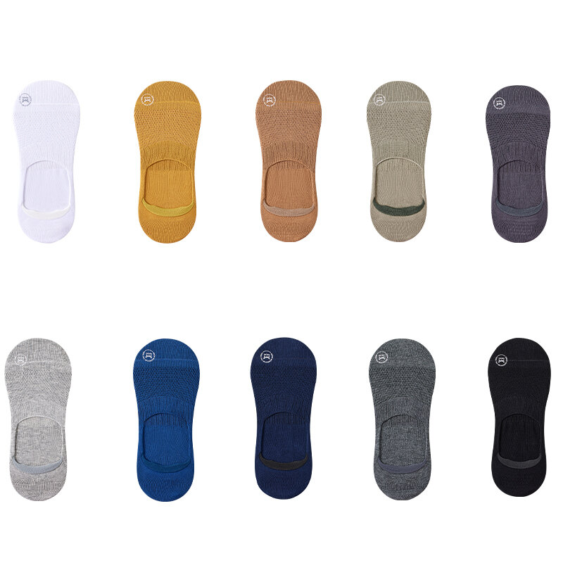 Iiow-通気性のあるメッシュの目に見えない靴下,シリコン,滑り止め,抗菌剤,薄いスリッパのセット