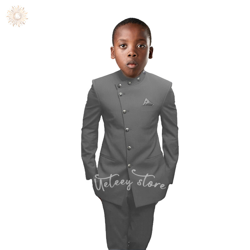 Slim Fit Tuxedo Suit Set para Meninos Adolescentes, Vestido de Comunhão, Roupas De Casamento Infantil, Roupa Do Portador Do Anel, Slim Fit