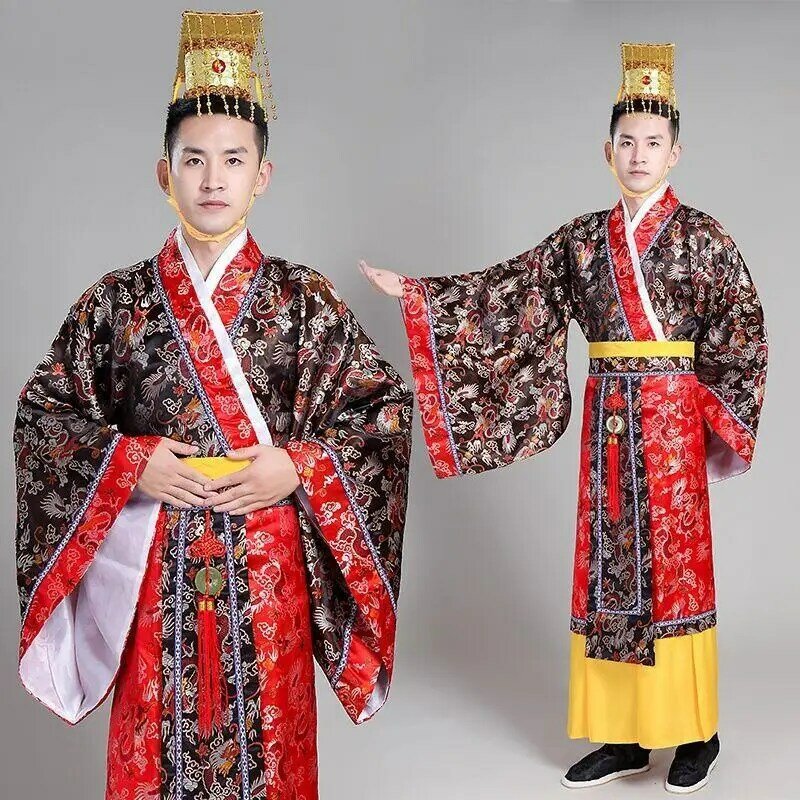 Chinese Emperor costume Sovereign dress Hanfu Ancient King Tang Men Stage Incldue Hat