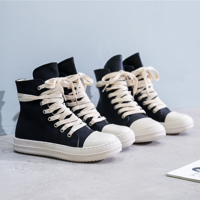 Rick high-top shoes, thick-soled women's shoes, canvas boots, lace-up casual boots, women's sports shoes, men's sports shoes