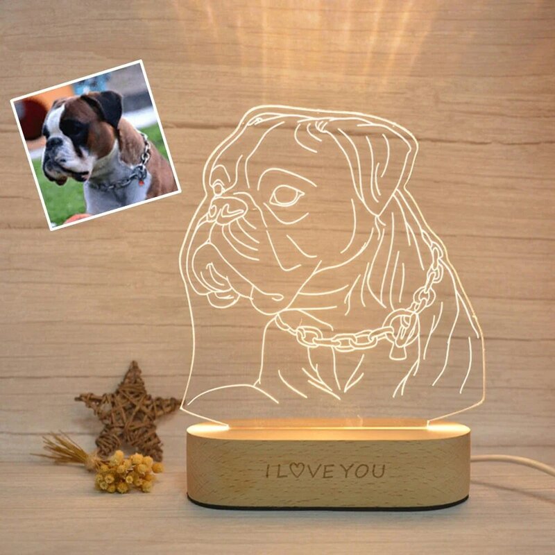 Foto personalizzata lampada 3D immagine testo incisione luce notturna personalizzata anniversario di matrimonio san valentino coppia regali animali