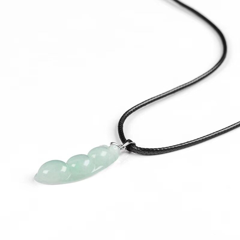Smaragd Anhänger abgeschnitten Knopf eingelegt Halskette Jade