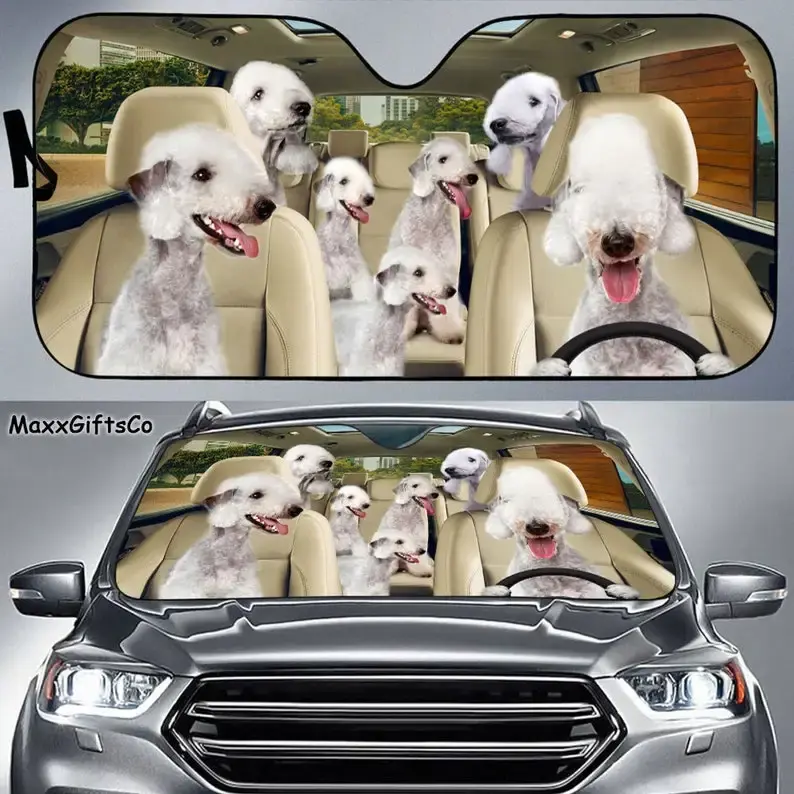 Parasol de coche bedington Terrier, parabrisas para perros, sombrilla familiar para perros, accesorios de coche para perros, decoración de coche, regalo para papá, mamá