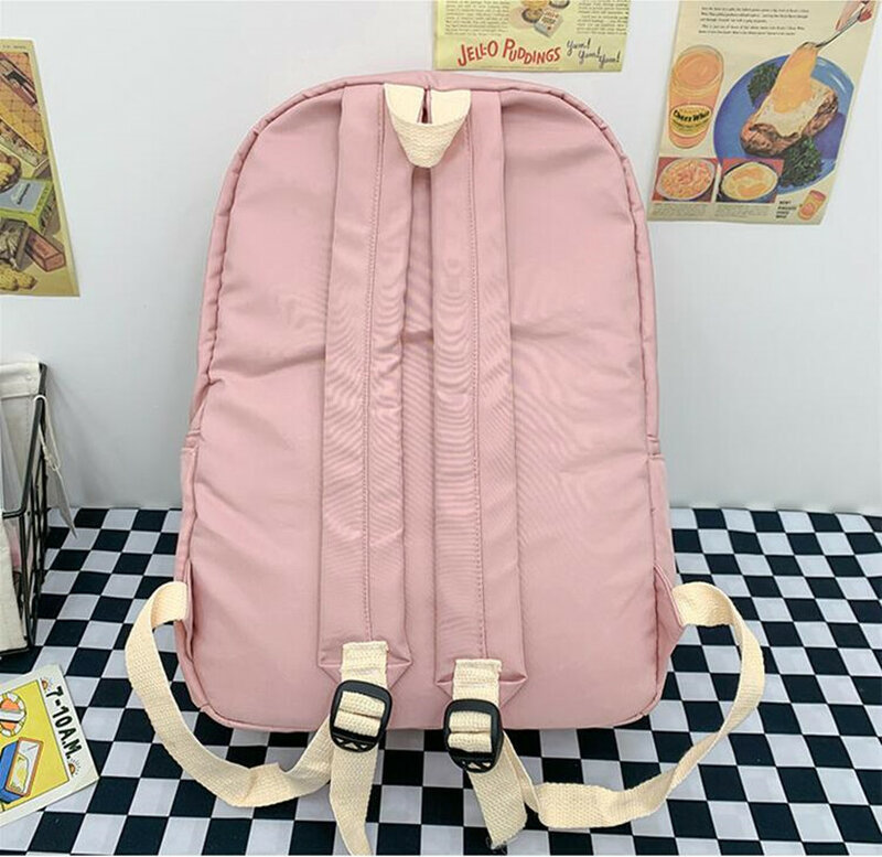 Fashion Shoulder Strap School Bag Student School Bag Children's Girl Sweet And Cute Lightweight solid Color Casual Backpack