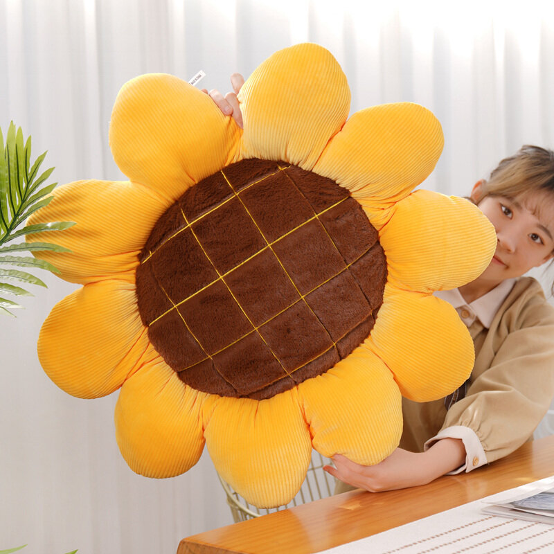 40/50/70cm New Sunflower Stuffed Plants Ultra Soft Plush Seat Cushion Throw Pillow For Sofa Chair Indoor Floor Mat Girls Gift