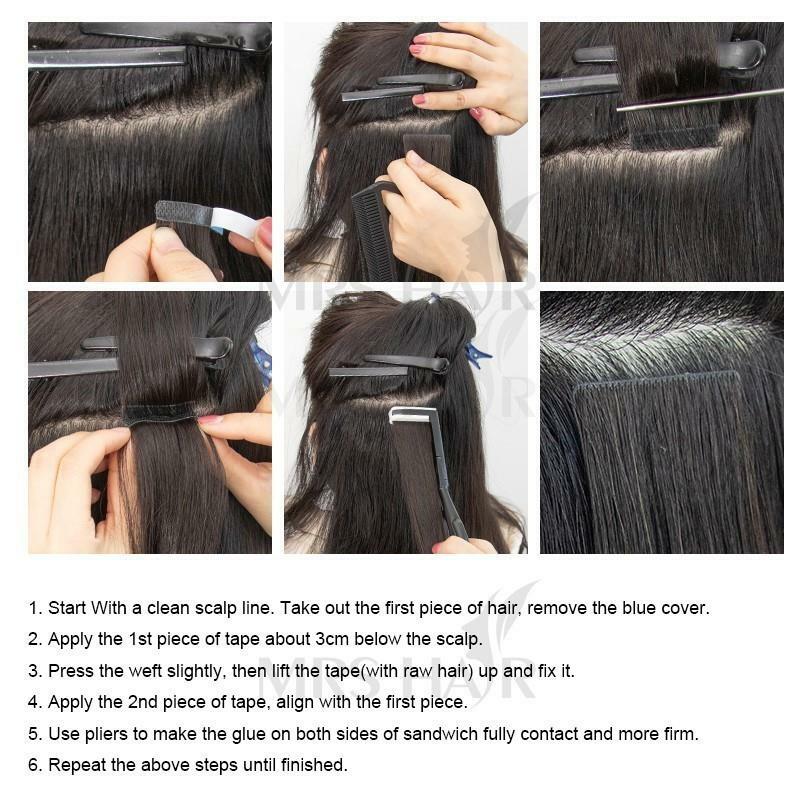 Лента для наращивания человеческих волос MRSHAIR, накладные искусственные волосы, нереми натуральные волосы, 10 шт., 12, 16, 20, 22 дюйма, для боковых волос