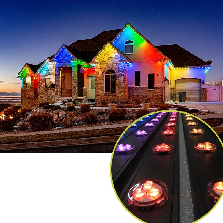E-Top-RGBW Pixel Permanente Natal Luzes LED Ponto, 30mm, 40mm, DC 12V, DC 24V