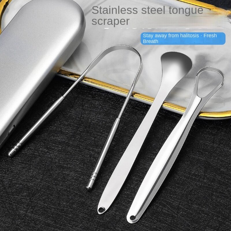 1/2/3 PCS Stainless Steel Tongue Scraper Tongue Cleaners Fresh Bad Breath Cleaner Oral Hygiene Dental Health Care Tool