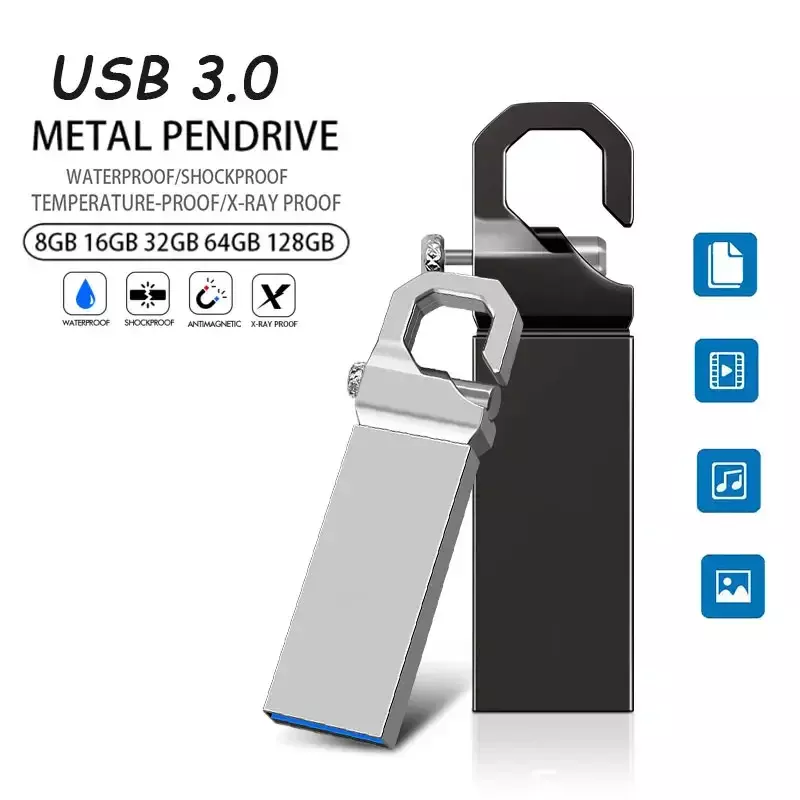 Metallo USB 3.0 Pendrive 4GB 8GB 16GB 32GB 64GB 128gb chiavetta USB in metallo impermeabile 256GB Memory Stick Flash disk Memory Gift