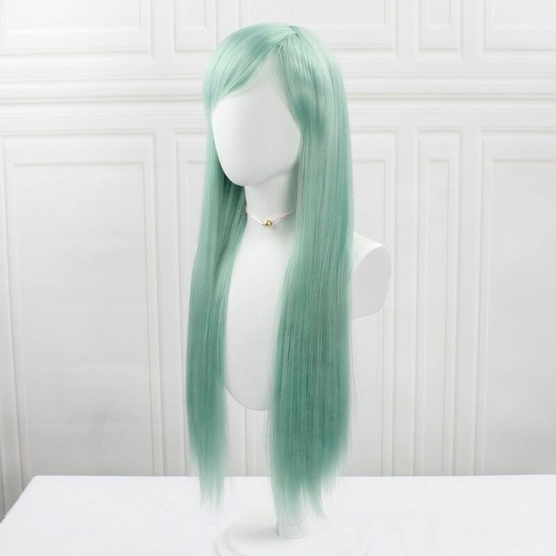 Парик для косплея из аниме «Семь Элизабет», зеленые длинные прямые Синтетические Искусственные волосы с сеткой розы для ежедневного использования