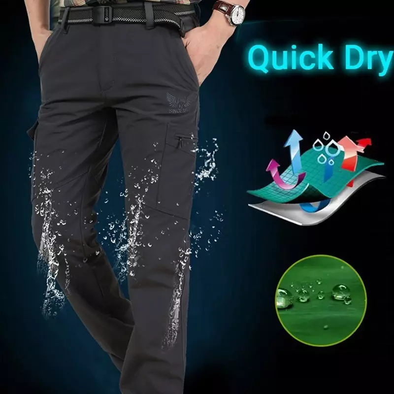 Men's Lightweight Breathable Pants Breathable Summer Casual Mountaineering Long Trousers Male Waterproof Quick Dry Cargo Pants