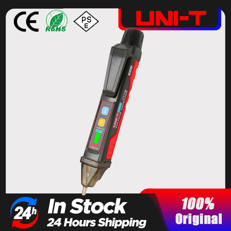 UNI-T Contactloze Wisselspanning Detector Volt Pen Ip67 Indicator Led Zaklamp Socket Muur Volt Test Potlood 24V-1000V Ut12e At 12M