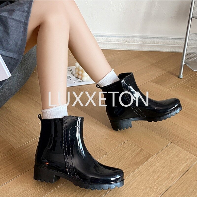 Women's Rain Boots Waterproof Rubber Shoes Woman Antiskid Thick Soled Work Shoes for Reasons 2023New Fashion Botas De Mujer
