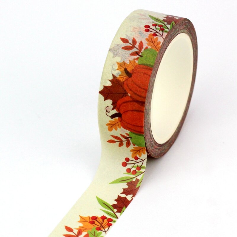 NEW 1X 10M Decoative Pumpkin and Brown Leaves Autumn Washi Tape for Scrapbooking Planner Masking Tape Kawaii Papeleria