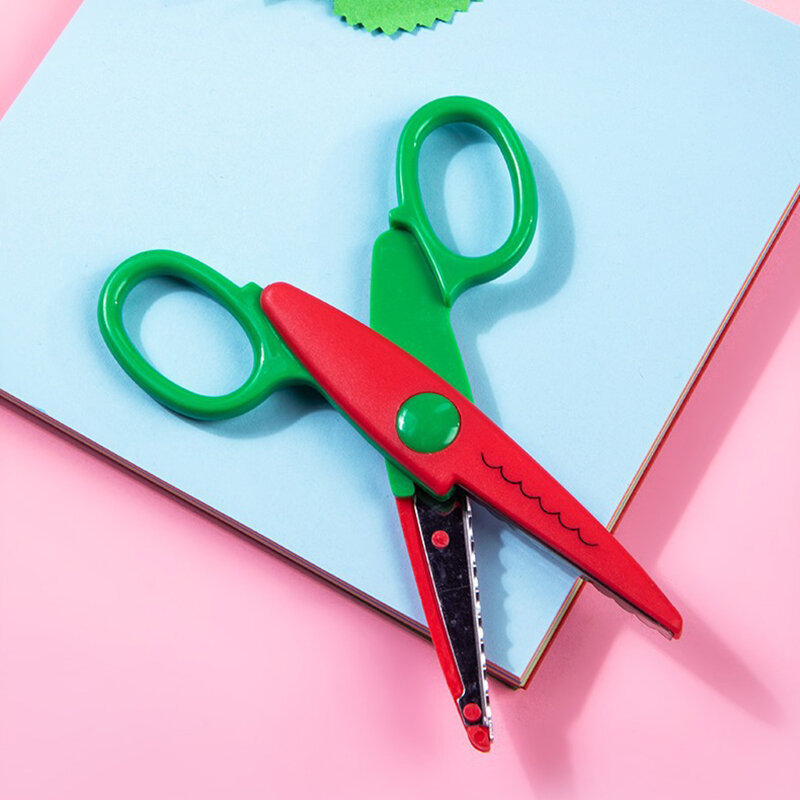 Creative Round Head Safety Scissors Kawaii Lace Scissors Card Photo Handmade Tools DIY Paper Cutter School Office Stationery