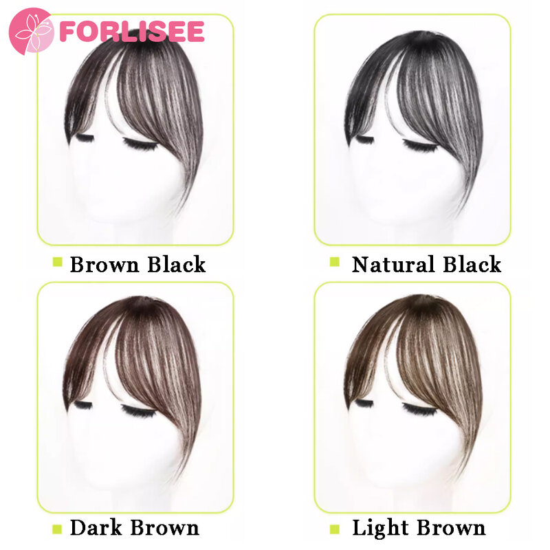 FORLISEE Natural front Fake Fringe Lanugo Mid-part Everted Bangs parrucca femminile Comic Full Bangs parrucca invisibile
