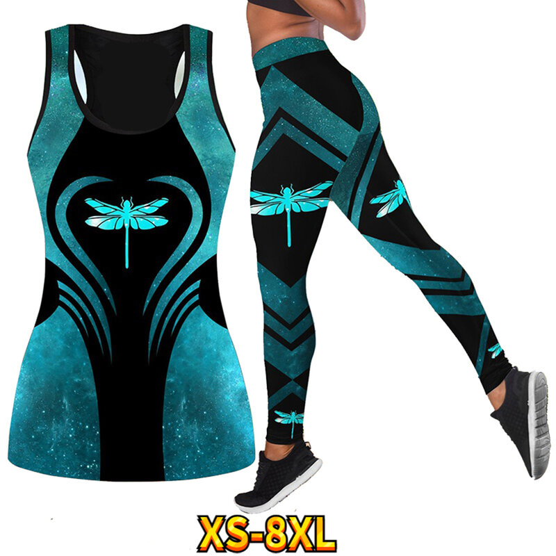 Dragonfly Insect Pattern Summer Ladies traspirante Quick Dry Yoga Pantsr Suit Color Pattern Print Sexy glutei Plastic XS-8XL