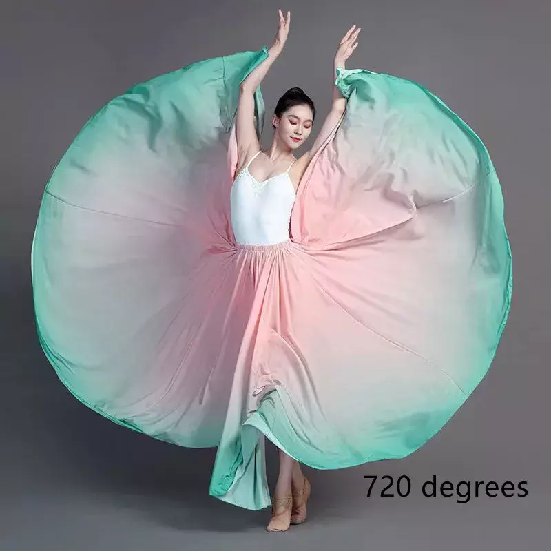 360-720 Degree Flamenco Dance Performer Gradient Skirts for Women Stage Performance Classical Dance Practicing Skirt