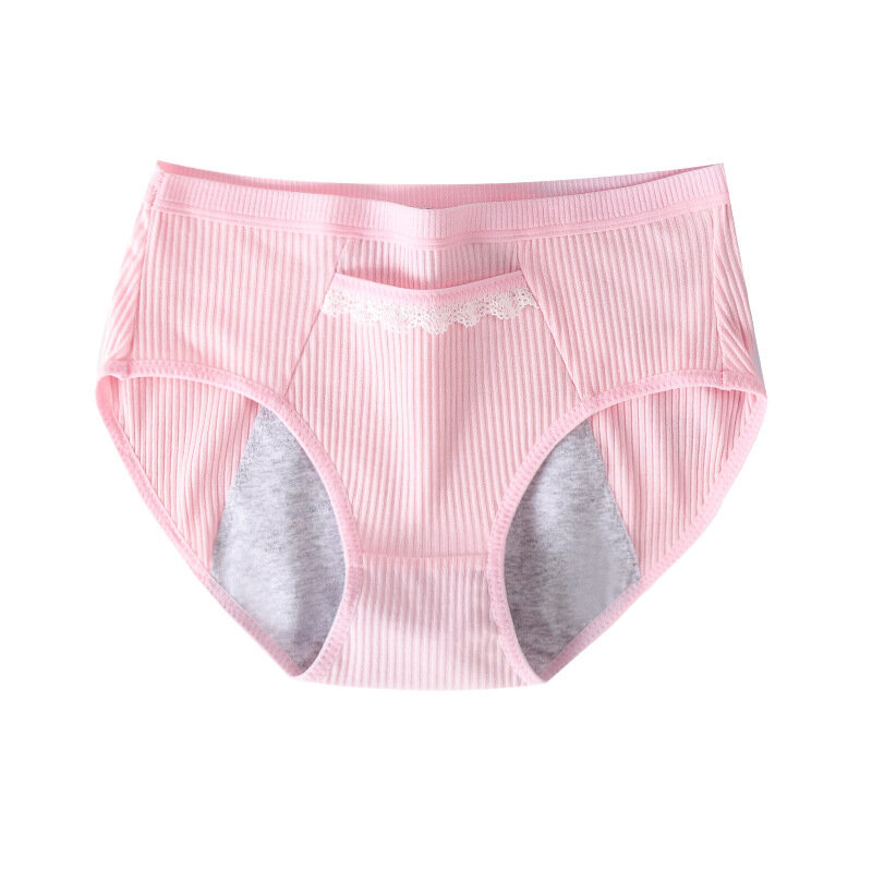 Women's Pure Cotton Menstrual Panties 2pcs set Solid Leak Proof Cotton Period Panties Physiological Leakproof Underwear