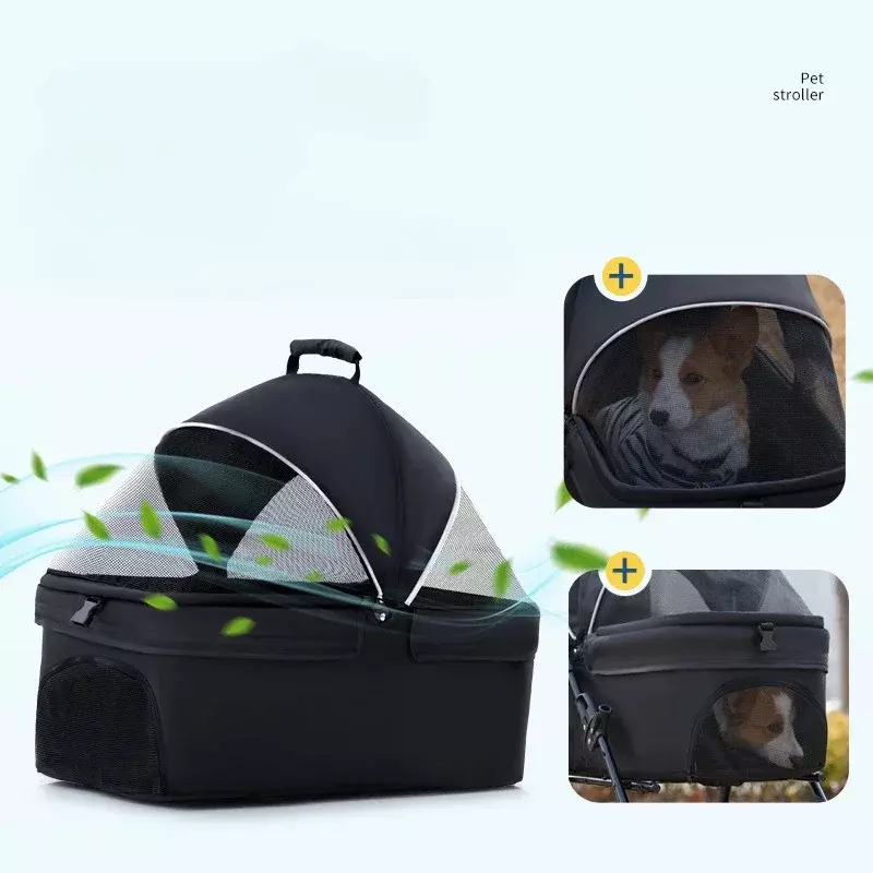 Lightweight Small Pet Car Dog and Cat Teddy Baby Stroller One-hand Foldable Detachable Pet Stroller Pet Cart with Basket